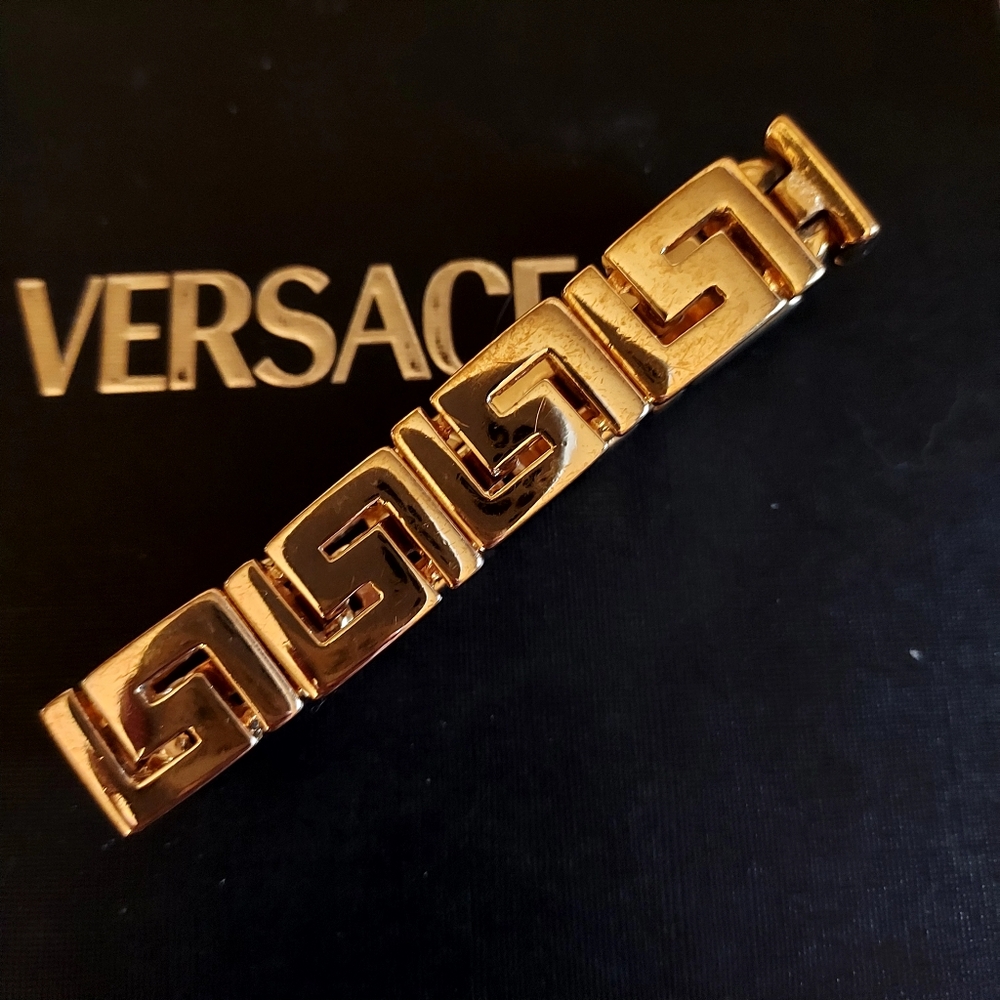 EUC Versace Gold Plated Greca Link Bracelet